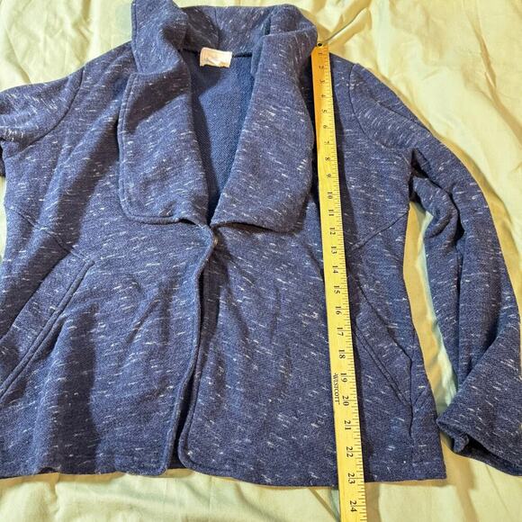 Caslon Jacket Womens XL Heather Blue Open Front Knit Cotton Shawl Collar Pockets - Picture 8 of 9